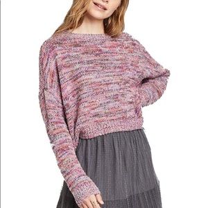 Wild Fable pink rainbow tinsel sweater M